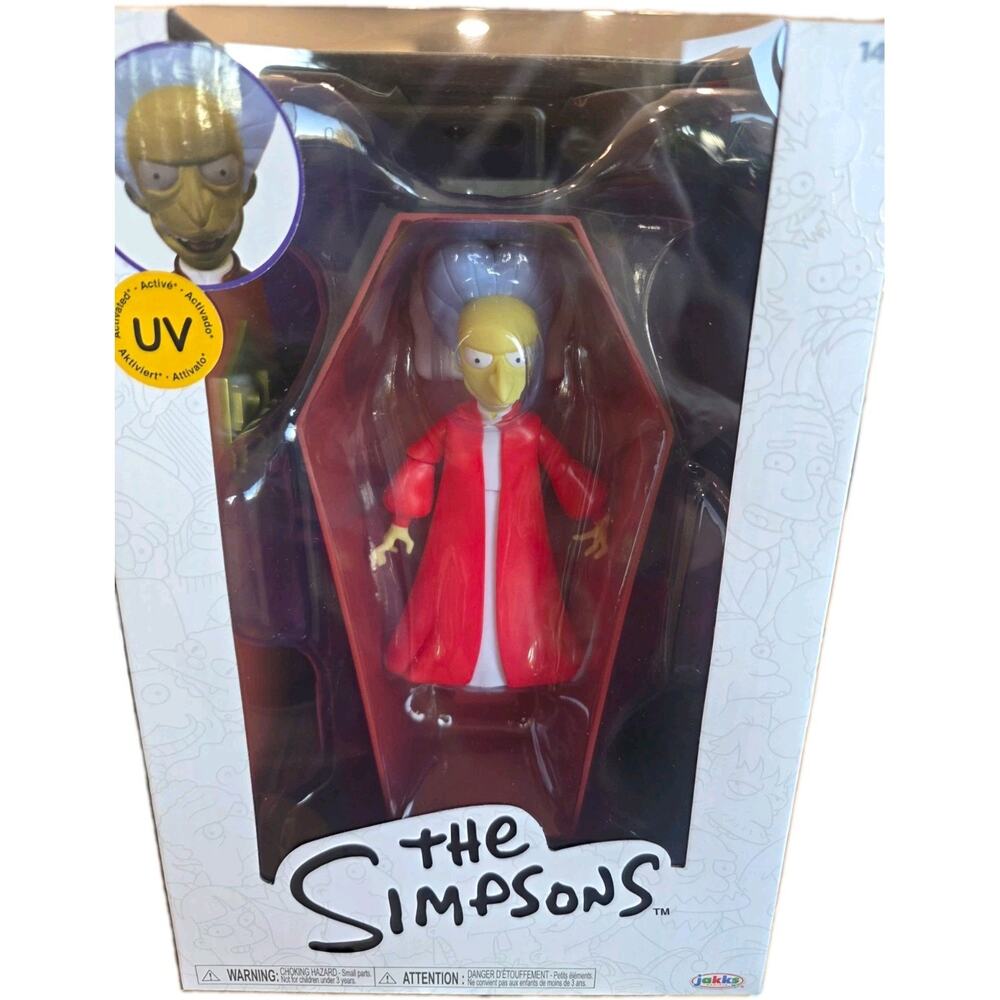 JAKKS Pacific The Simpsons Vampire Mr. Burns Action Figure UV Reactive w/ Coffin
